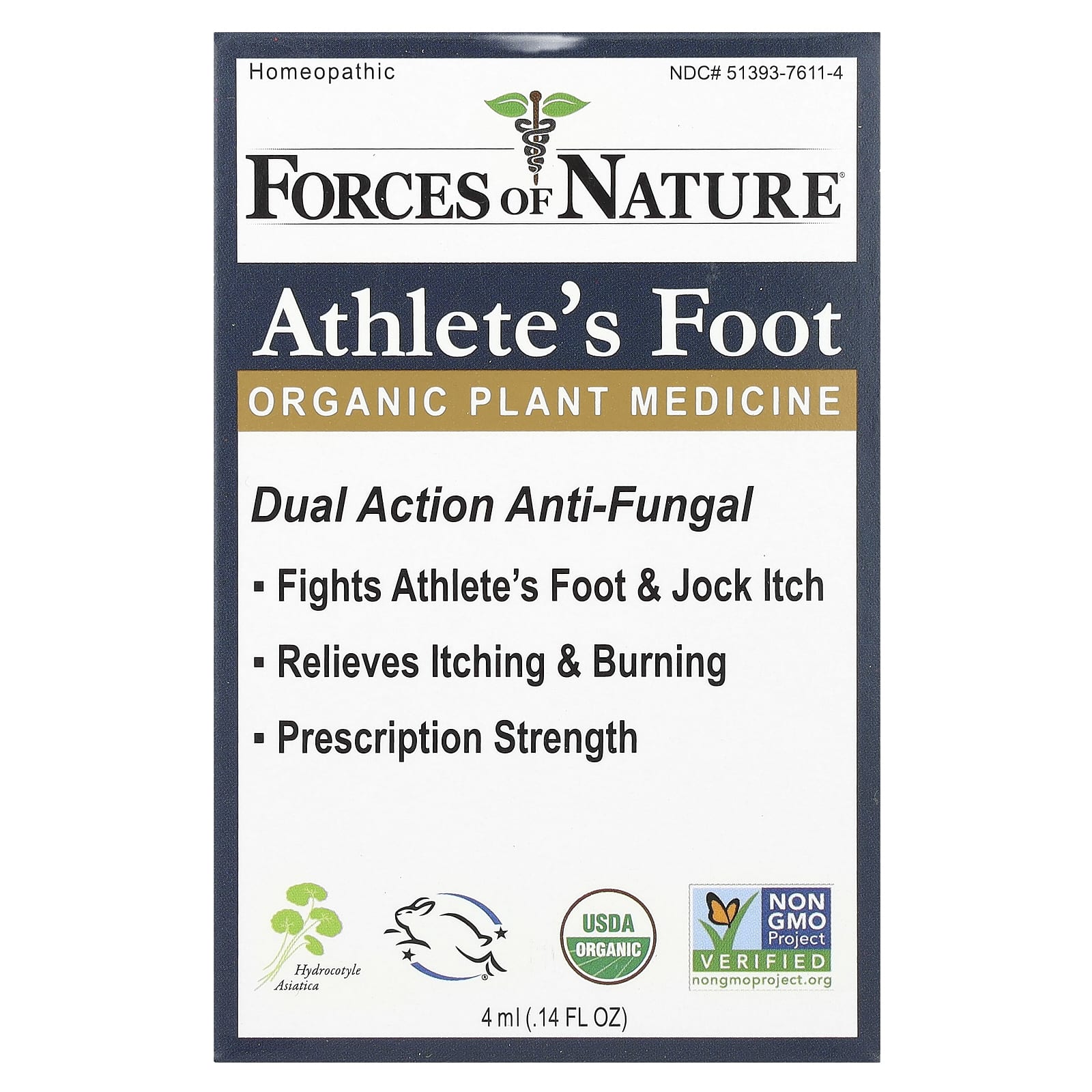 Forces of Nature-Athlete's Foot-Organic Plant Medicine-0.14 fl oz (4 ml)