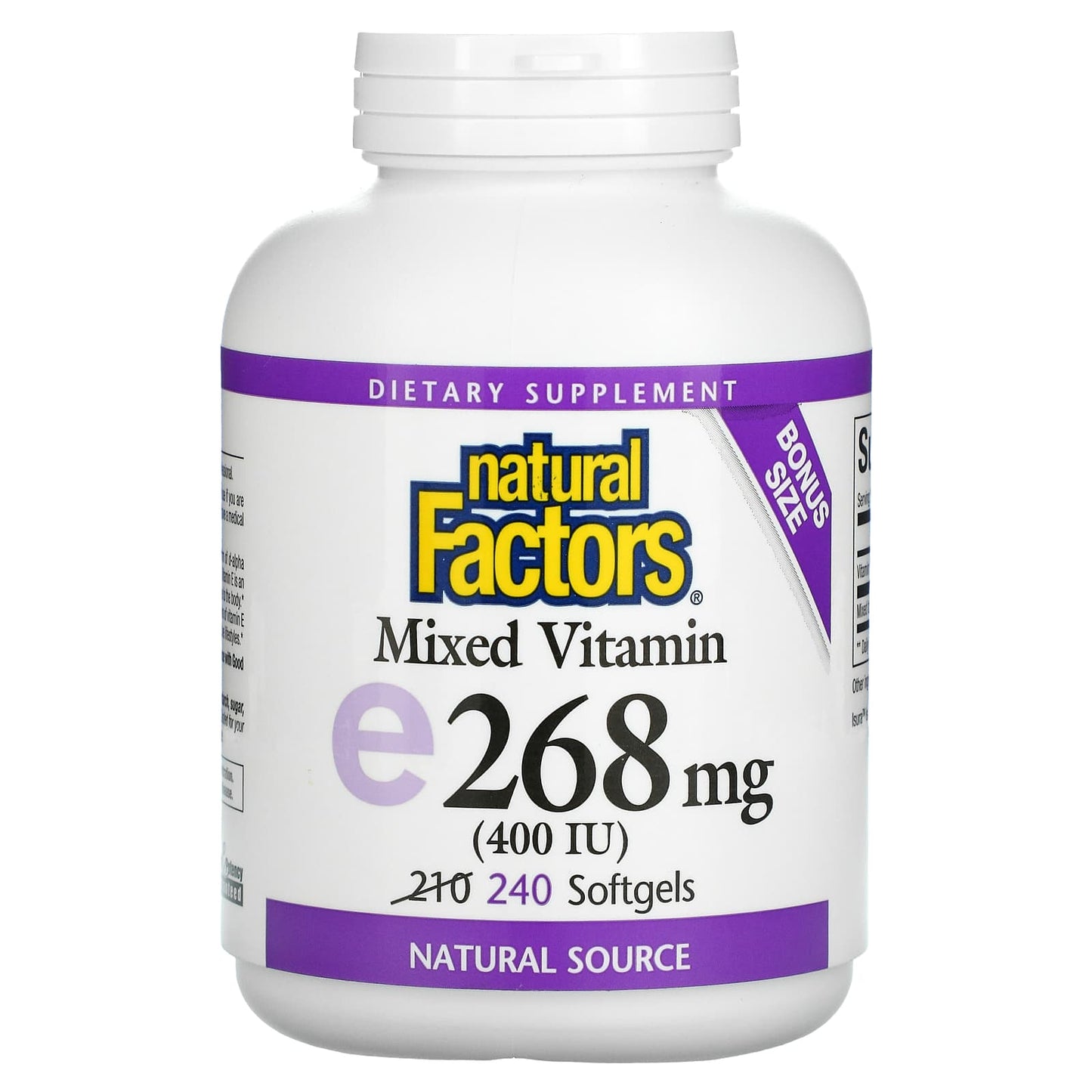 Natural Factors-Mixed Vitamin E-268 mg (400 IU)-240 Softgels