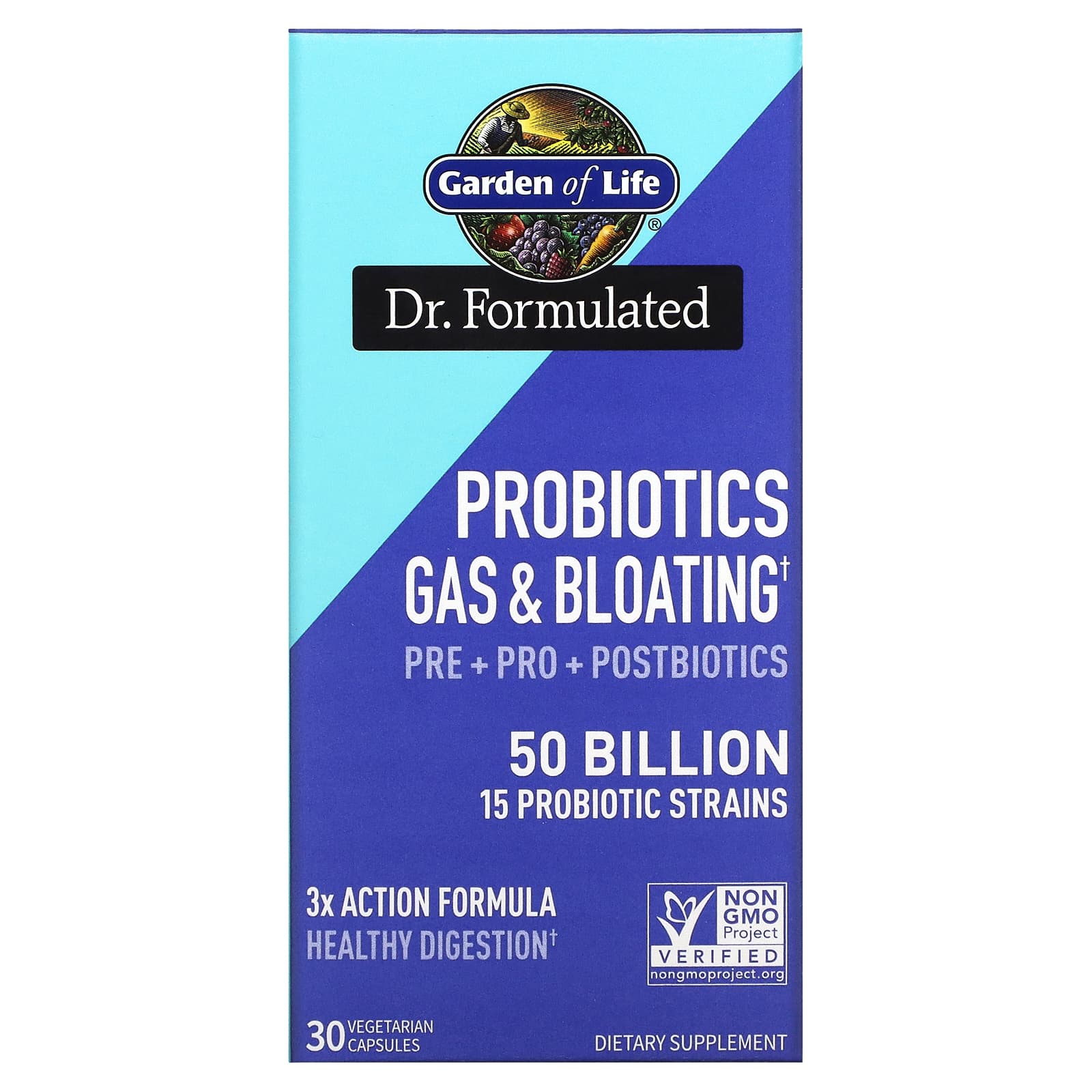 Garden of Life-Probiotics Gas & Bloating-50 Billion-30 Vegetarian Capsules