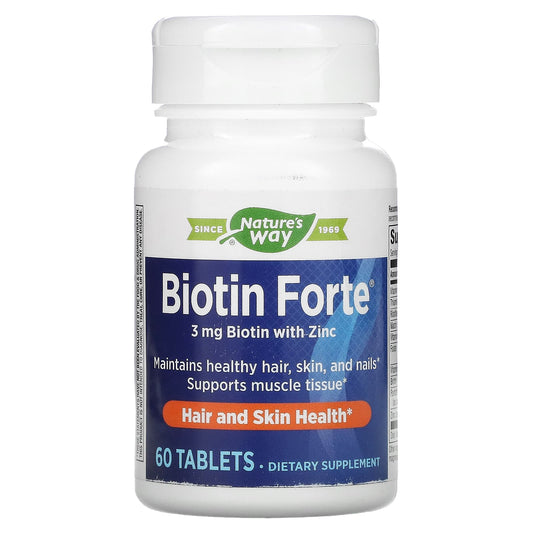 Nature's Way-Biotin Forte with Zinc-3 mg-60 Tablets