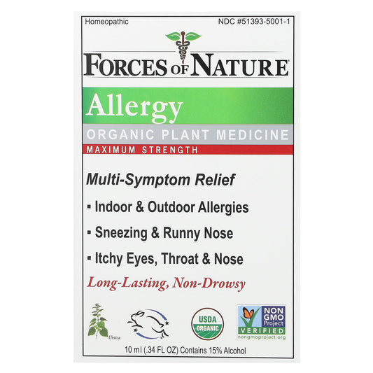 Forces of Nature-Allergy-Organic Plant Medicine-Maximum Strength-0.34 fl oz (10 ml)