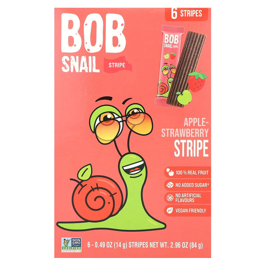 Bob Snail-Fruit Stripe-Apple-Strawberry-6 Stripes-0.49 oz (14 g) Each