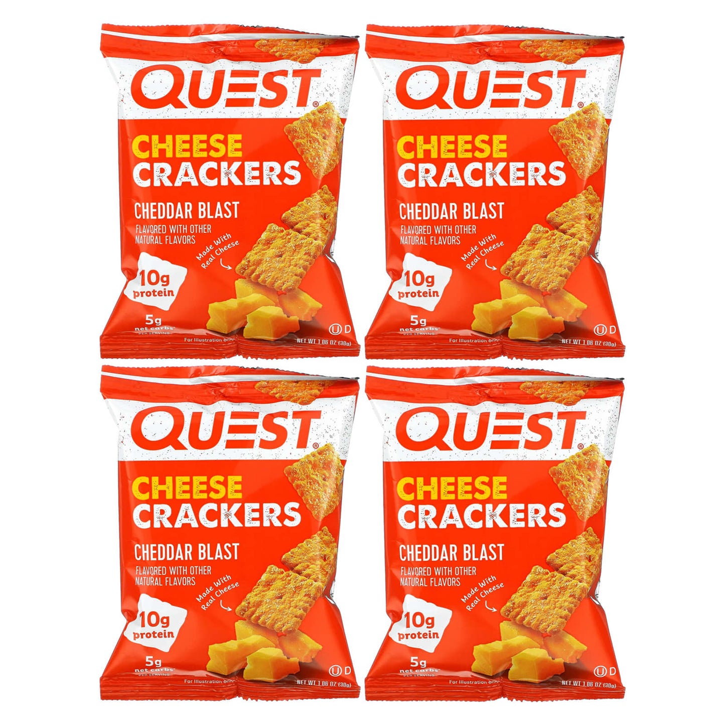 Quest Nutrition-Cheese Crackers-Cheddar Blast-4 Bags-1.06 oz (30 g) Each