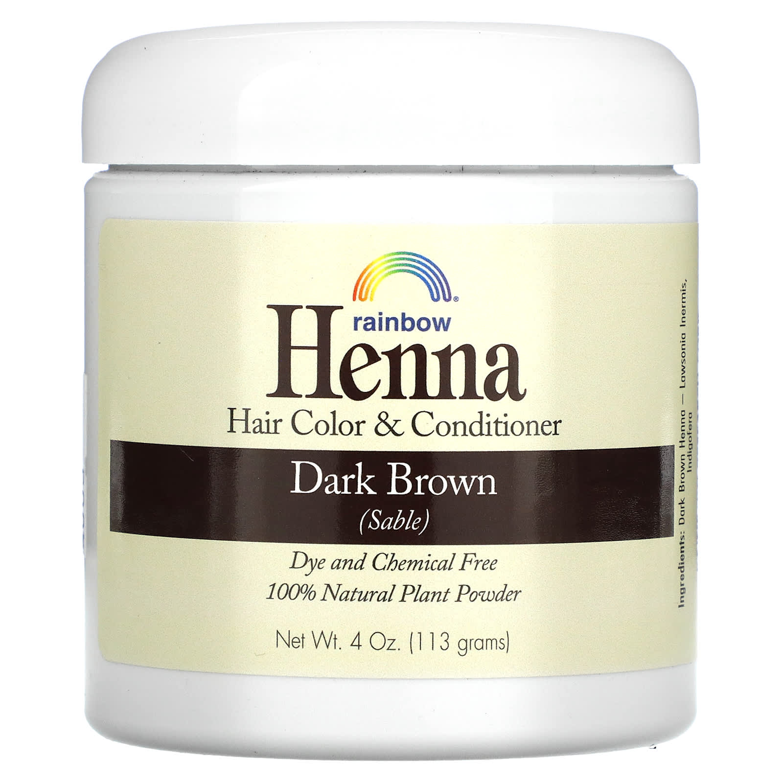 Rainbow Research-Henna-Hair Color & Conditioner-Dark Brown (Sable)-4 oz (113 g)