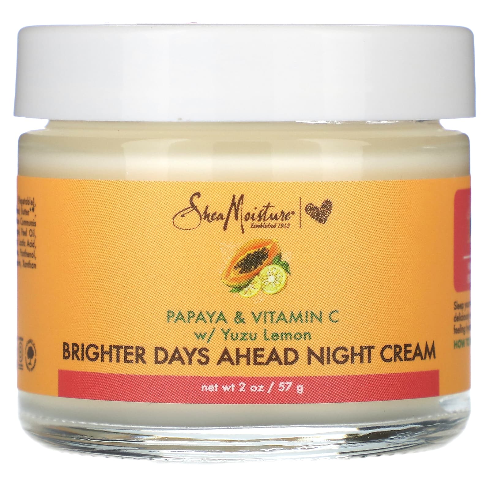 SheaMoisture-Brighter Days Ahead Night Cream-Papaya & Vitamin C w/ Yuzu Lemon-2 oz (57 g)