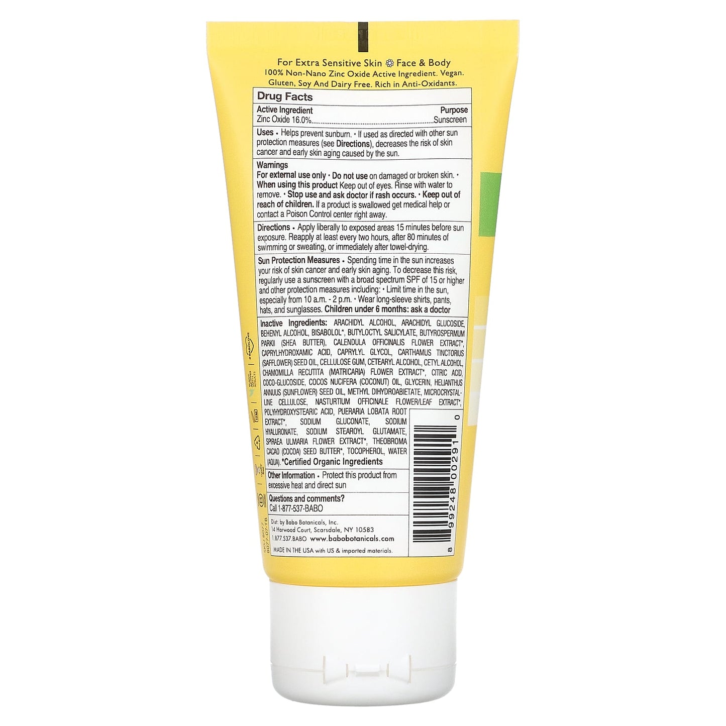 Babo Botanicals, Clear Zinc Sunscreen, Extra Sensitive Skin, SPF 30, Fragrance Free, 3 fl oz (89 ml)