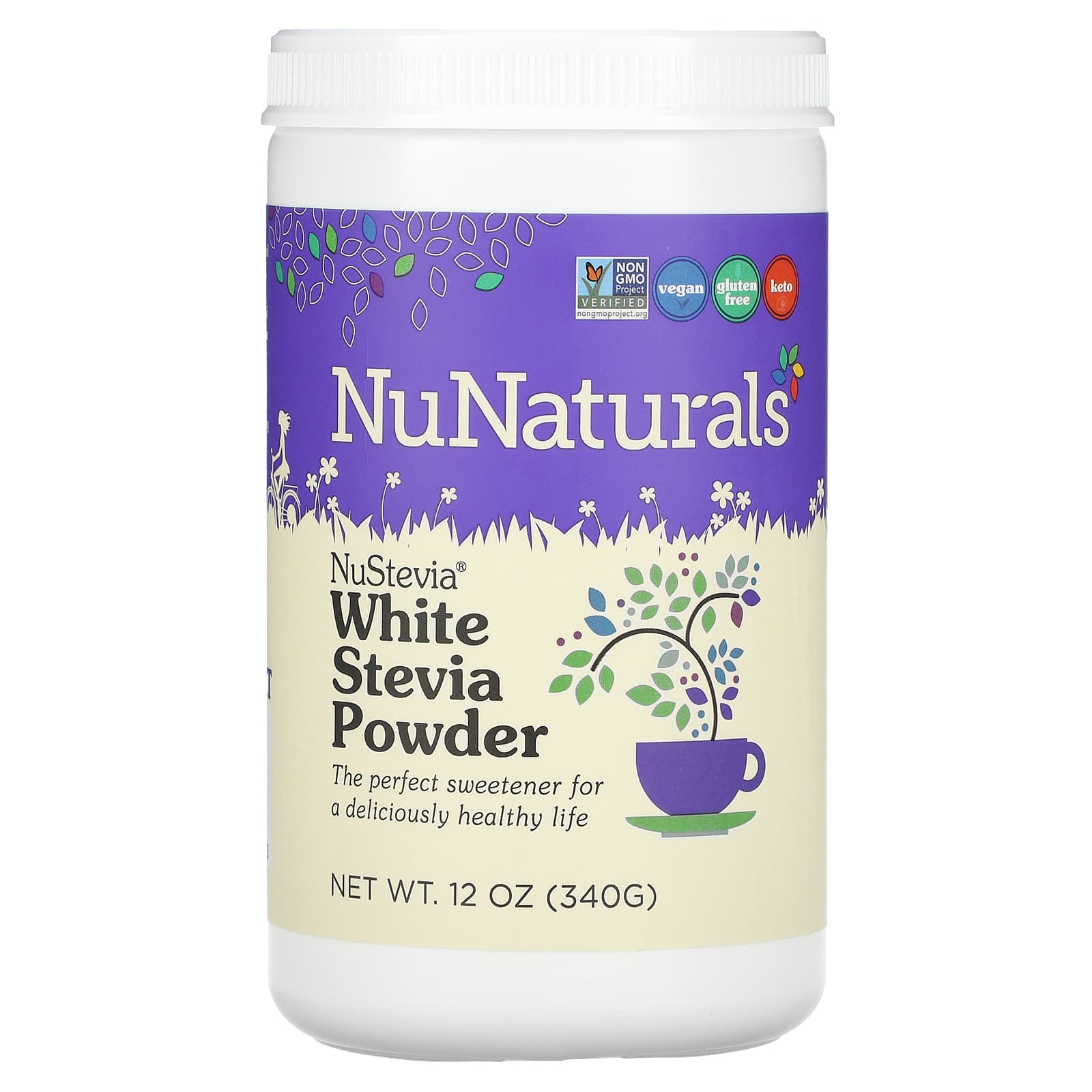 NuNaturals-NuStevia White Stevia Powder-12 oz (340 g)