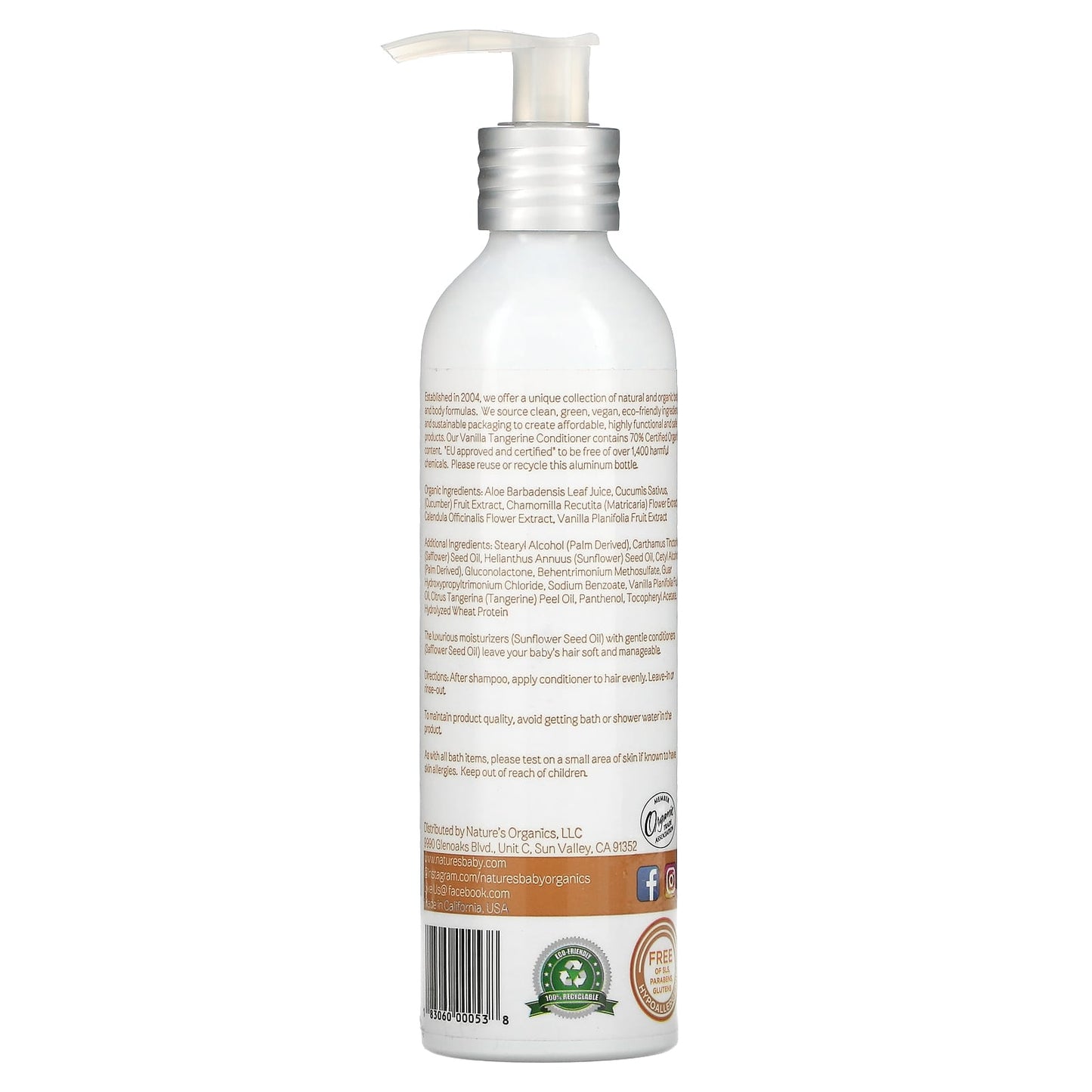 Nature's Baby Organics, Conditioner & Detangler, Vanilla Tangerine, 8 oz (236.5 ml)