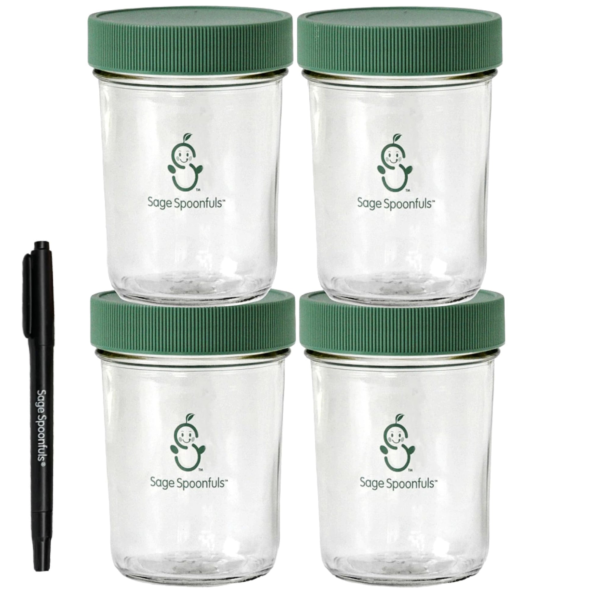 Sage Spoonfuls-Glass Baby Food Jars- 4 Pack-8 oz Each