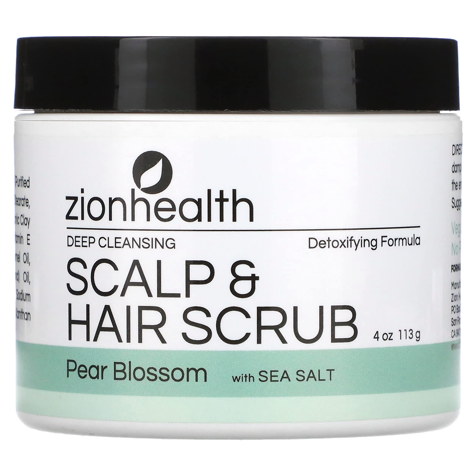 Zion Health-Deep Cleansing Scalp & Hair Scrub-Pear Blossom with Sea Salt-4 oz (113 g)