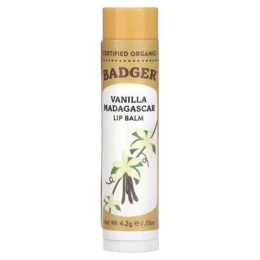 Badger Company-Lip Balm-Vanilla Madagascar-0.15 oz (4.2 g)