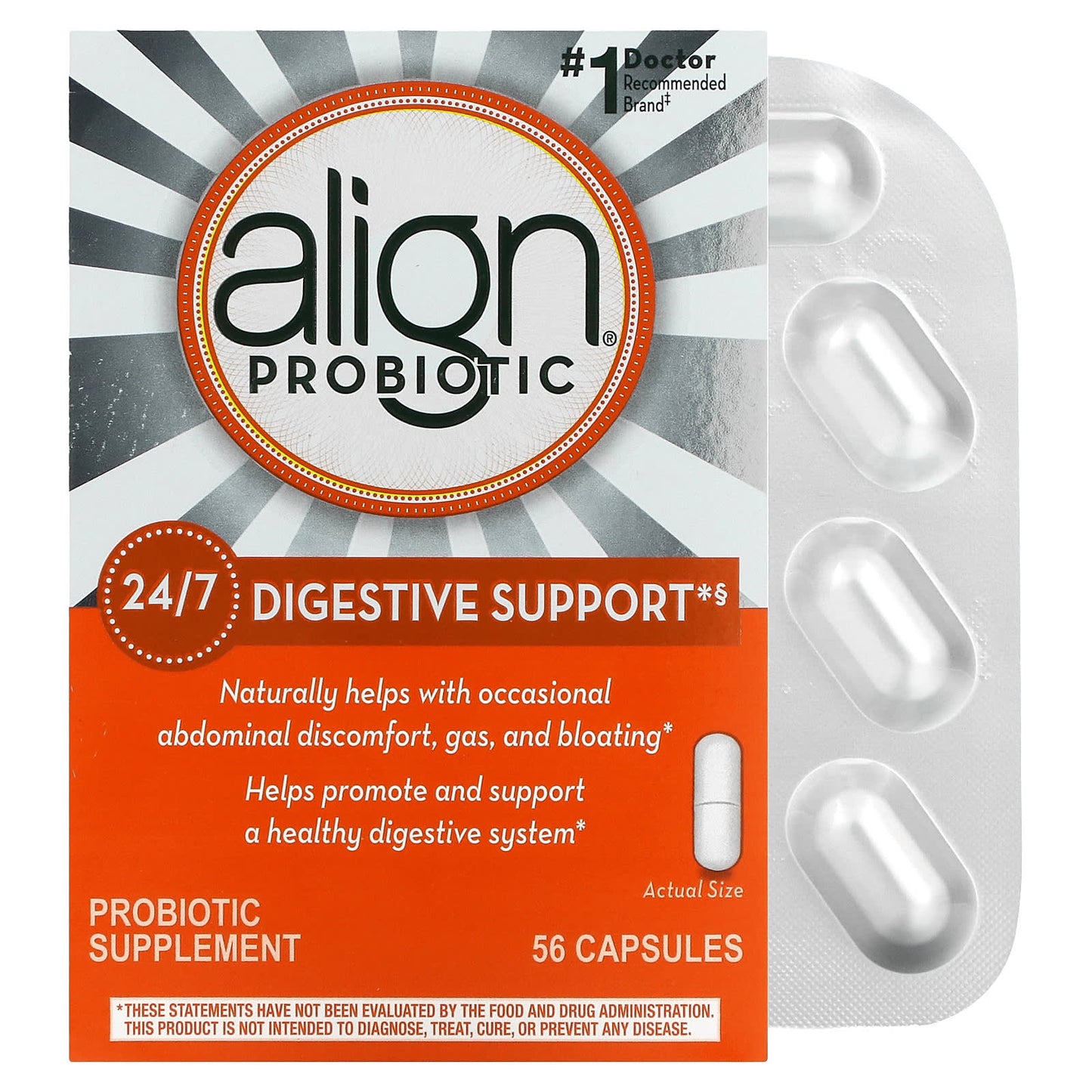 Align Probiotics-24/7 Digestive Support-Probiotic Supplement-56 Capsules