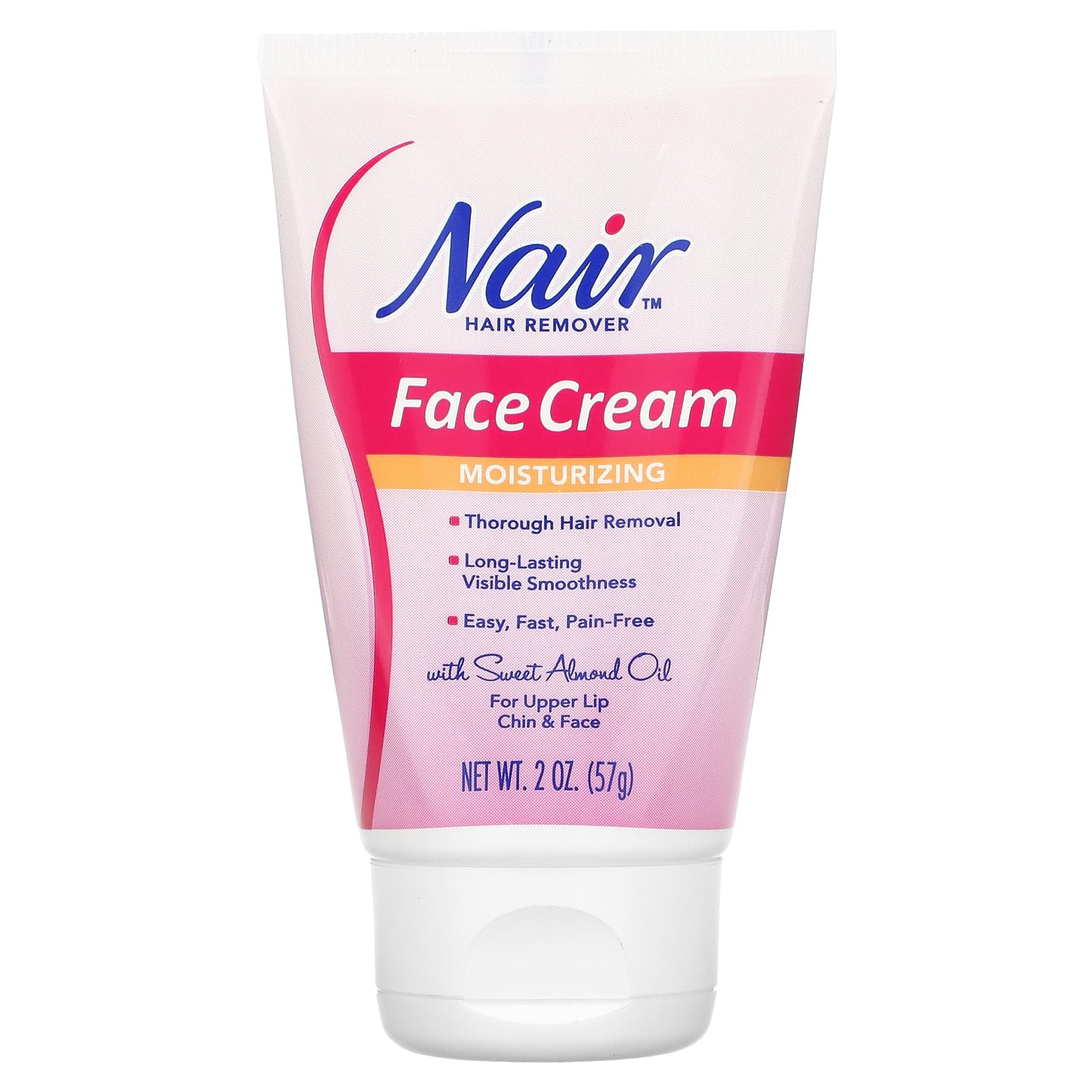 Nair-Hair Remover-Moisturizing Face Cream-For Upper Lip-Chin and Face-2 oz (57 g)