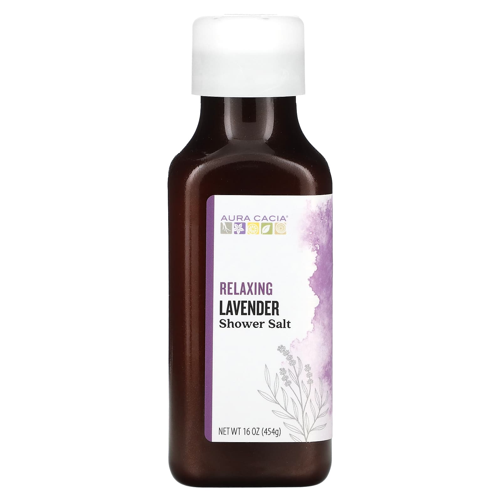 Aura Cacia-Shower Salt-Relaxing Lavender-16 oz (454 g)