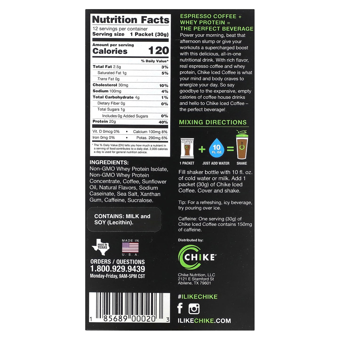 Chike Nutrition, High Protein Iced Coffee, Cinnamon, 12 Packets, 1.06 oz (30 g) Each