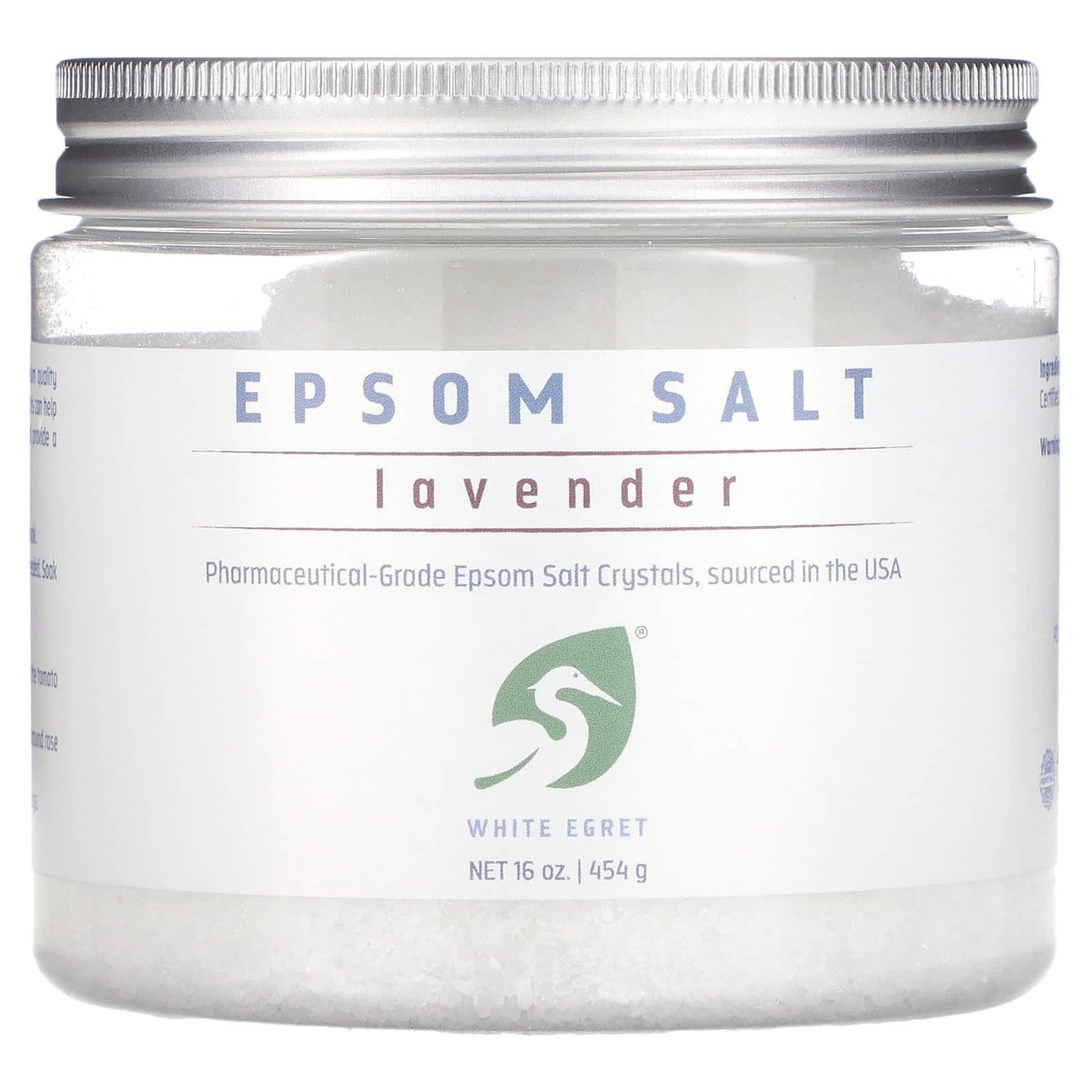 White Egret Personal Care-Epsom Salt-Lavender-16 oz (454 g)