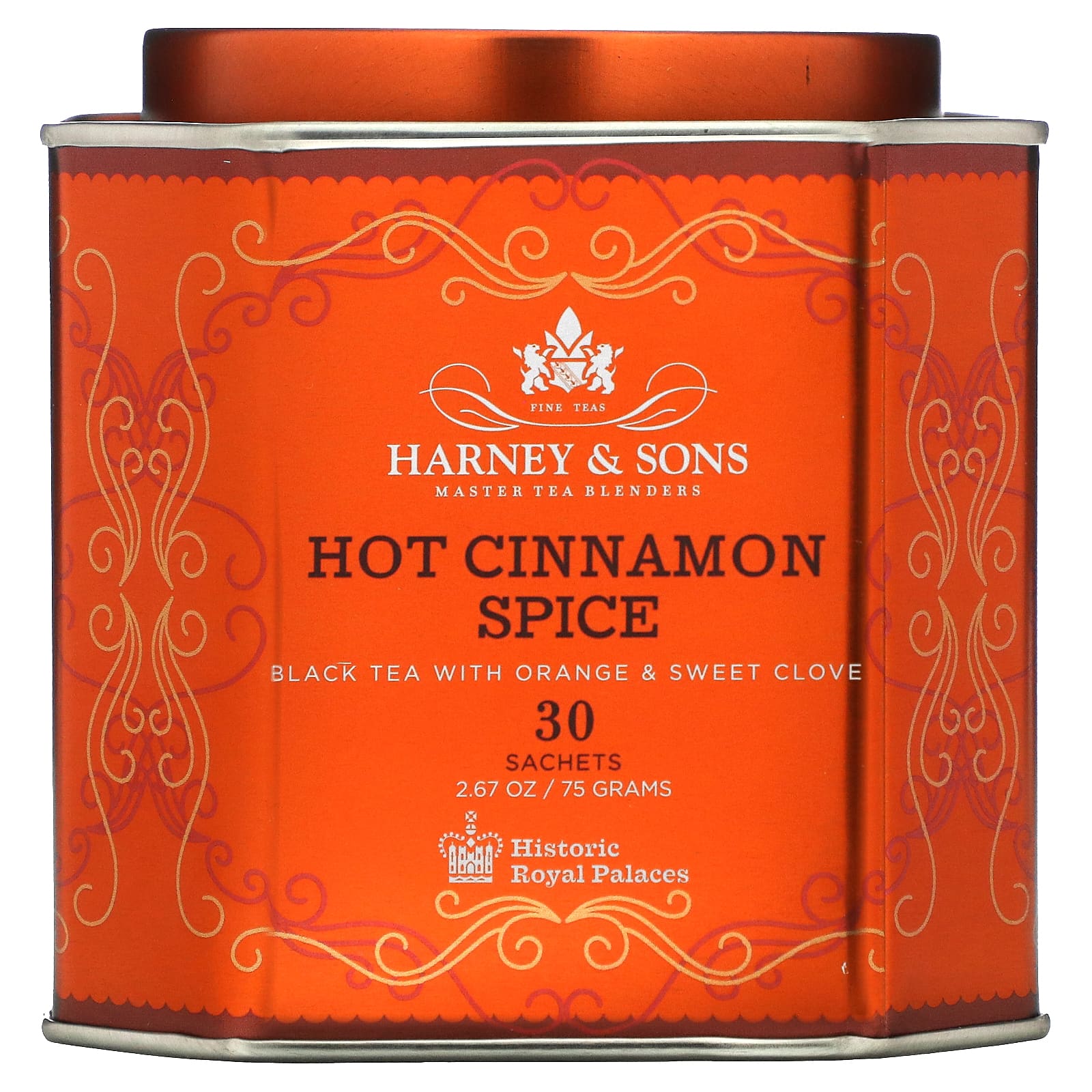 Harney & Sons-Hot Cinnamon Spice-Black Tea with Orange & Sweet Clove-30 Sachets-2.67 oz (75 g)