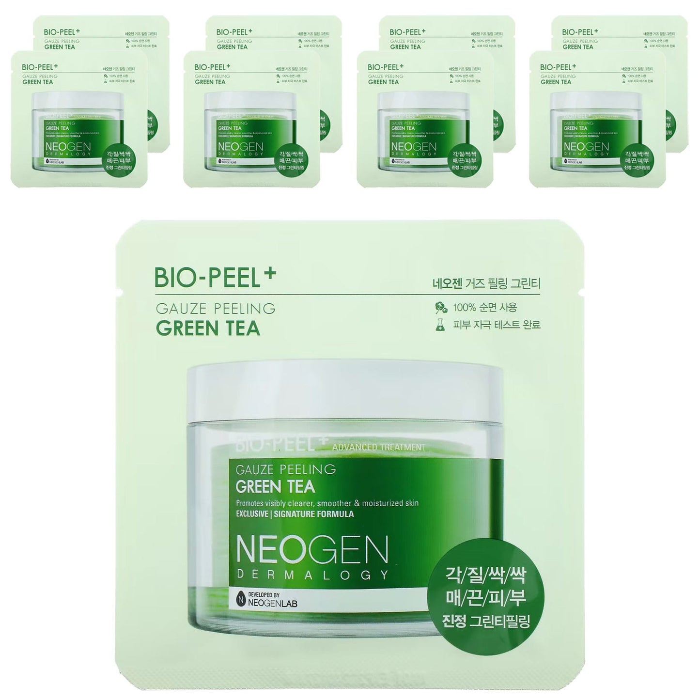 Neogen-Bio-Peel+ Gauze Peeling Green Tea-8 Pads-0.32 fl oz (9.5 ml) Each