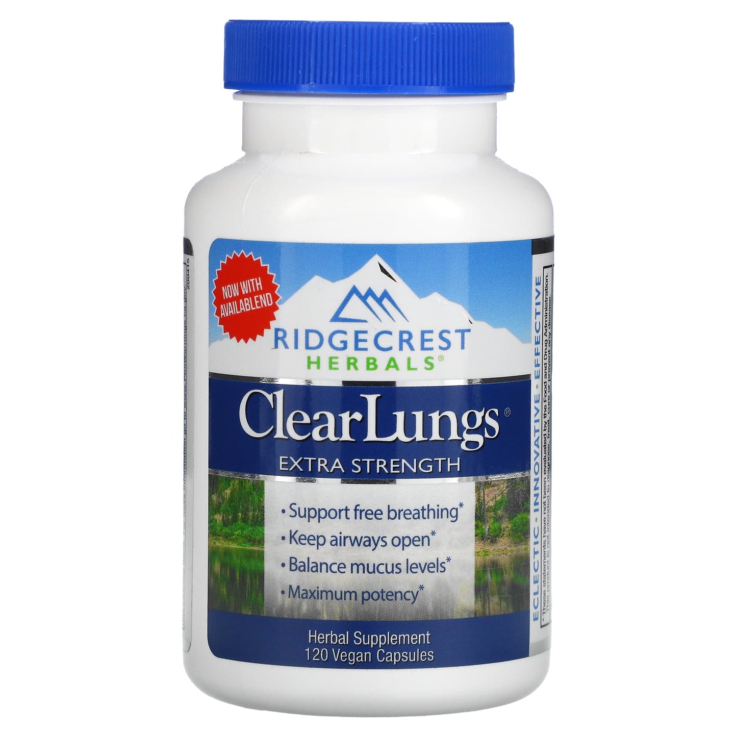 RidgeCrest Herbals-ClearLungs-Extra Strength-120 Vegan Capsules