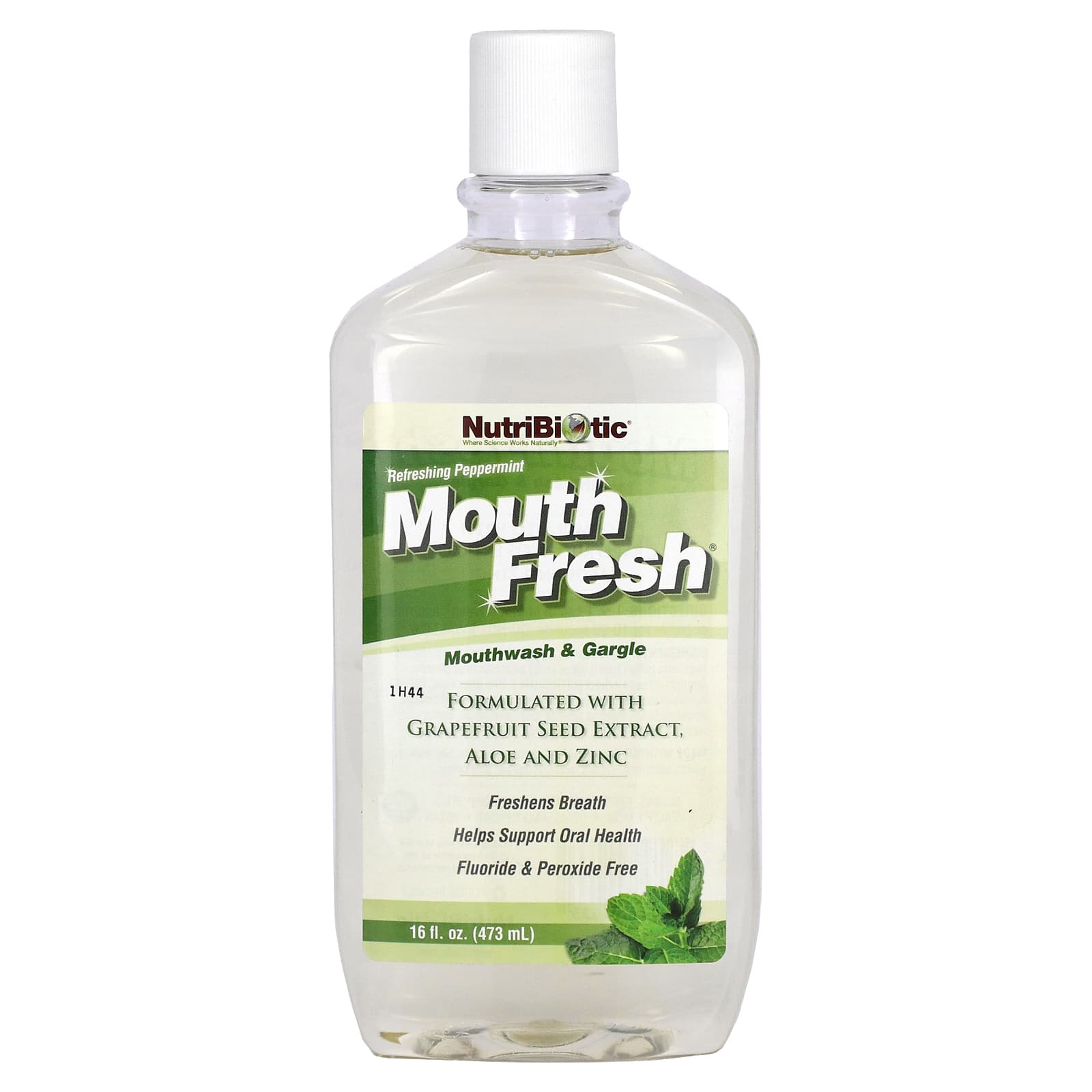 NutriBiotic-Mouth Fresh-Mouthwash & Gargle-Refreshing Peppermint-16 fl oz (473 ml)