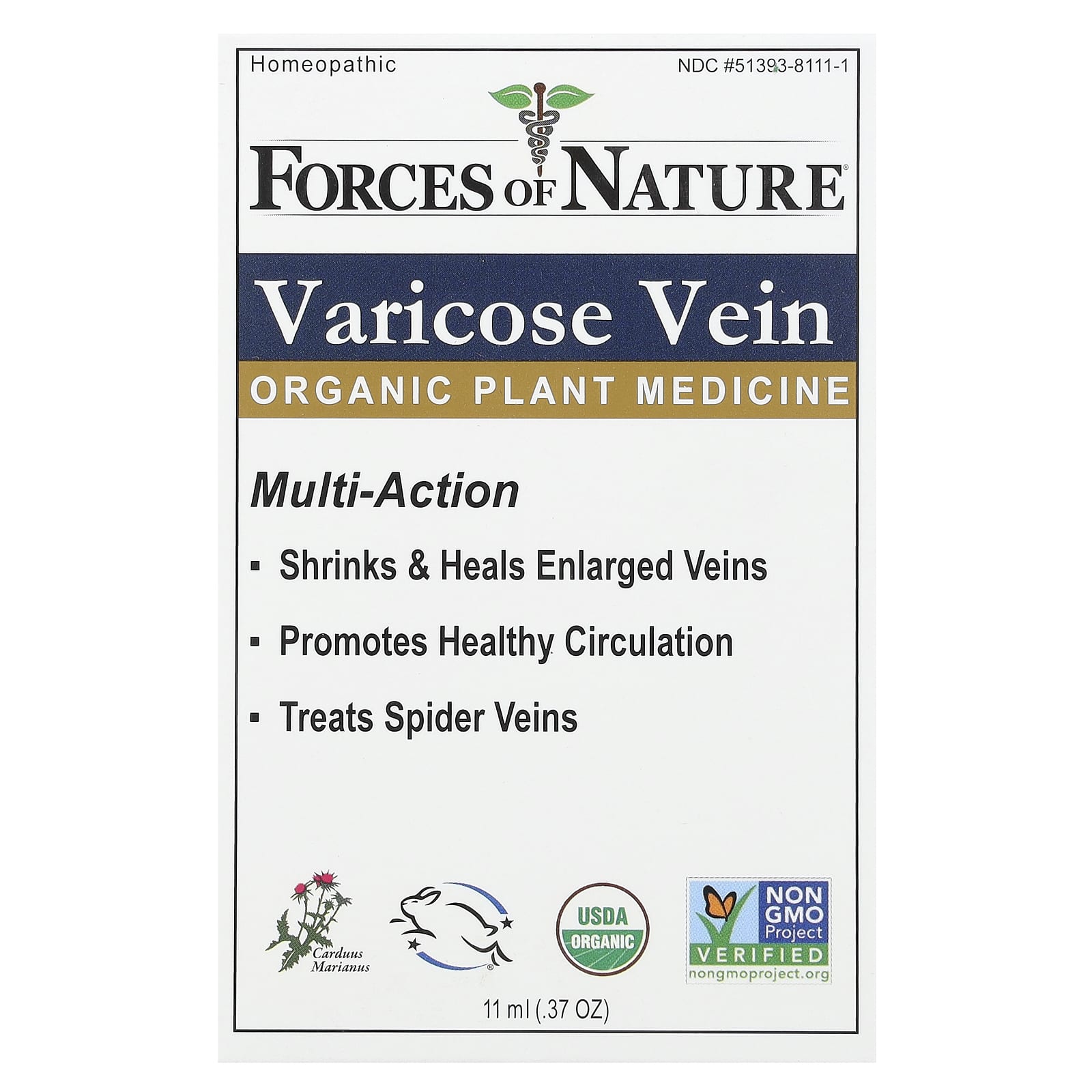 Forces of Nature-Varicose Vein-Organic Plant Medicine-0.37 oz (11 ml)