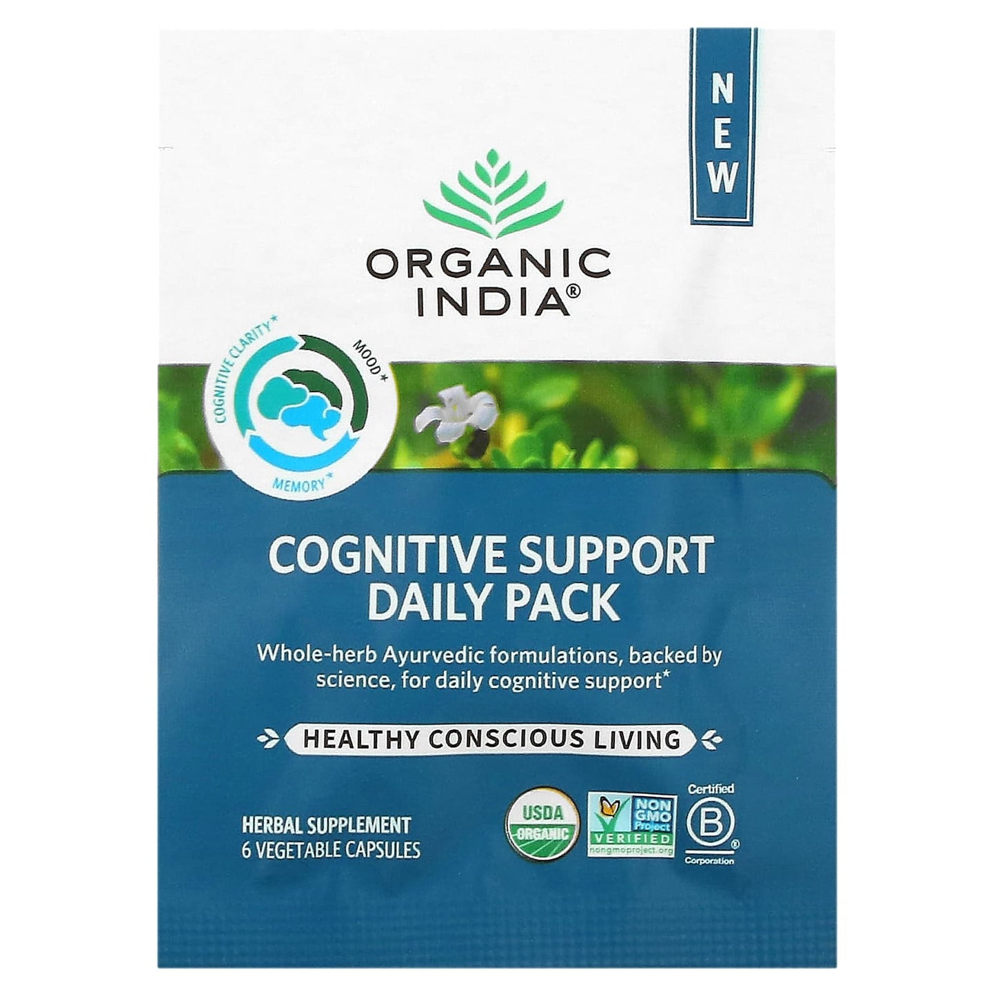 Organic India, Cognitive Support Daily Pack, 30 Daily Packs, 180 Vegetable Capsules