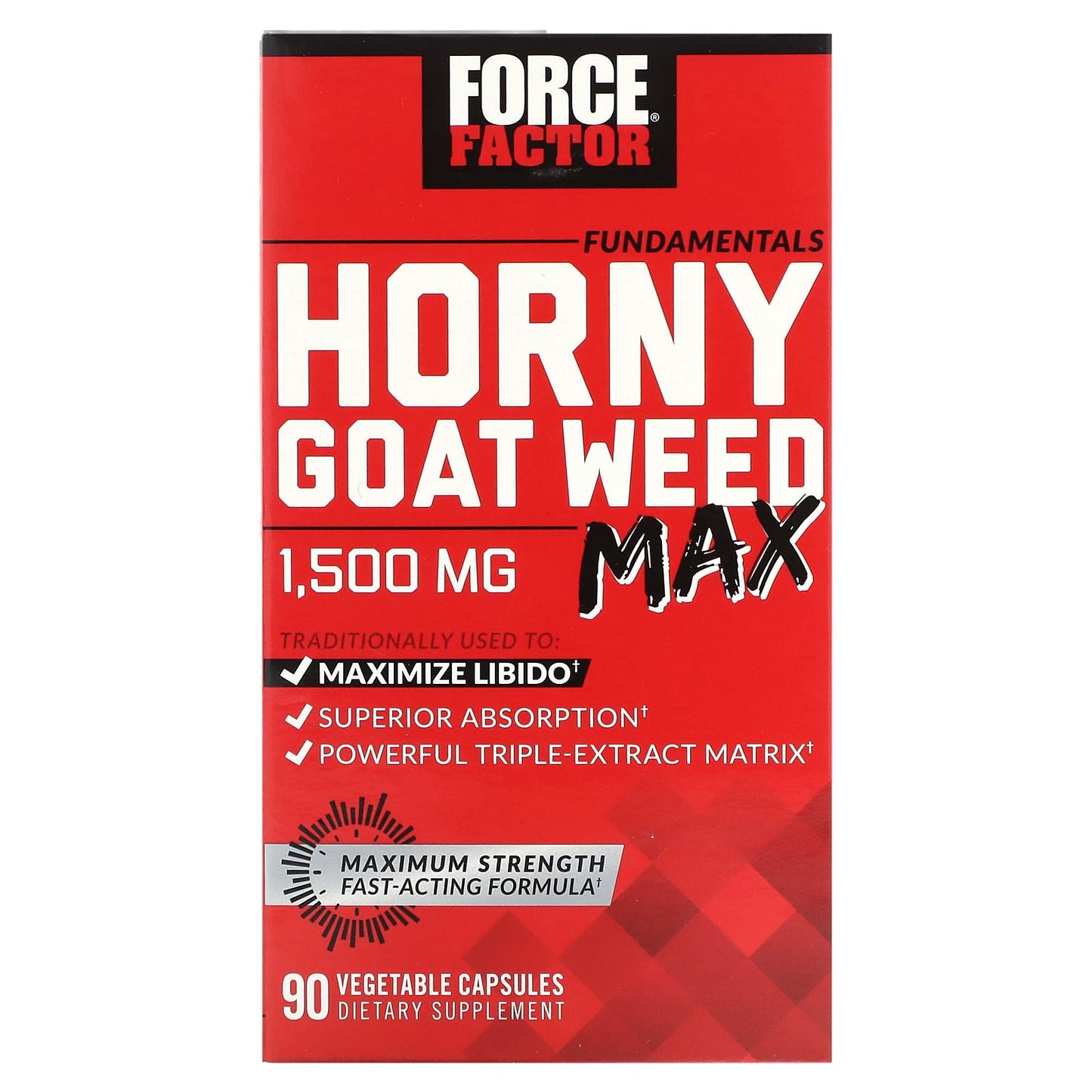 Force Factor-Fundamentals-Horny Goat Weed Max-1,500 mg-90 Vegetable Capsules (500 mg per Capsule)