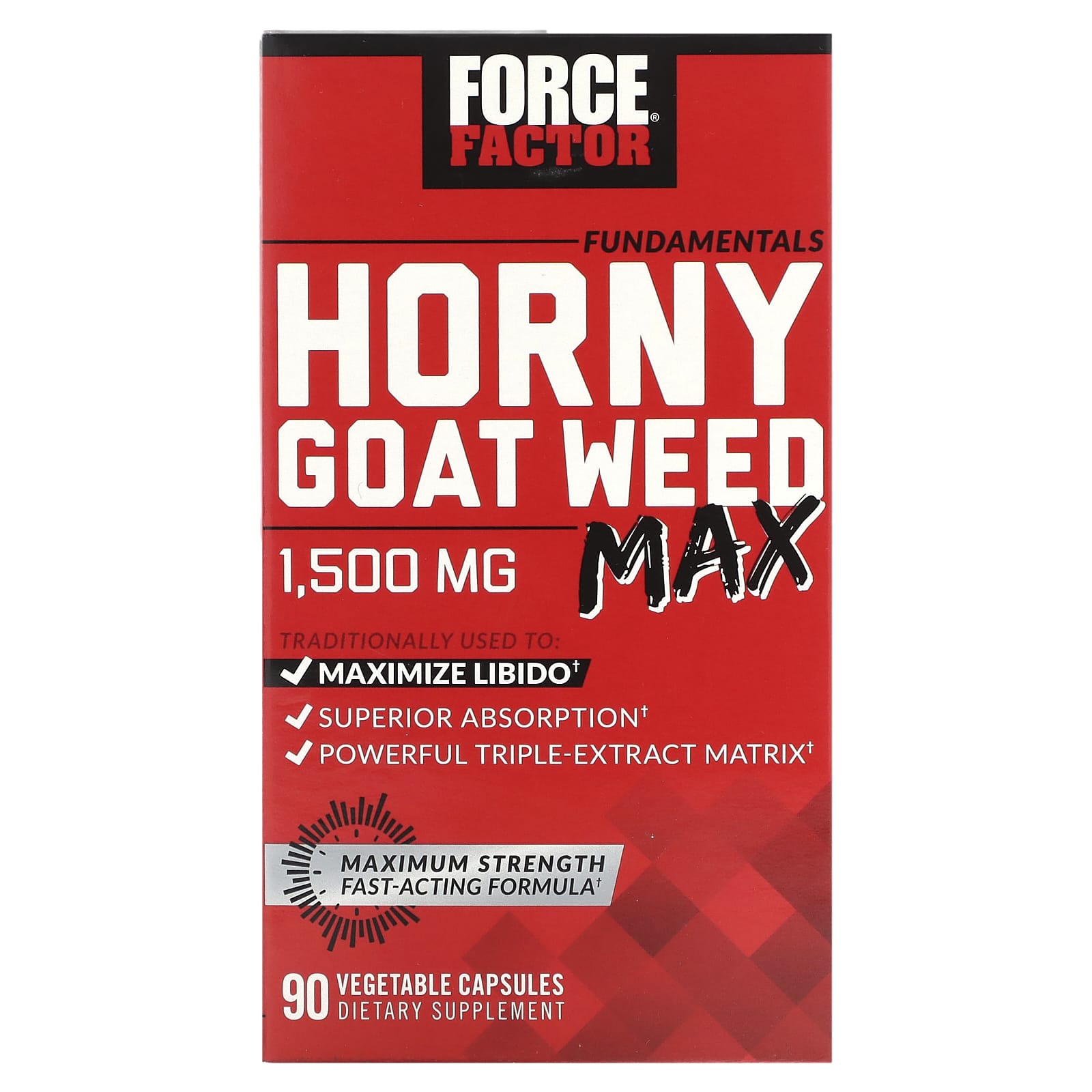 Force Factor-Fundamentals-Horny Goat Weed Max-1,500 mg-90 Vegetable Capsules (500 mg per Capsule)