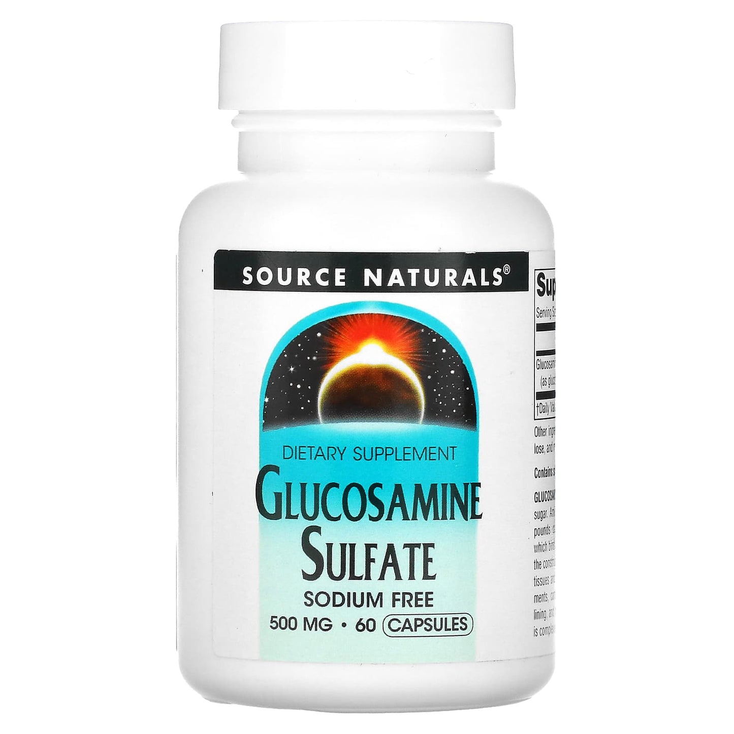 Source Naturals-Glucosamine Sulfate-Sodium Free-500 mg-60 Capsules