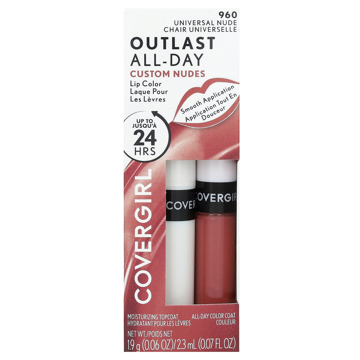 Covergirl, Outlast All-Day Color Custom Nudes Lip Kit, 960 Universal Nude, 2 Piece Set