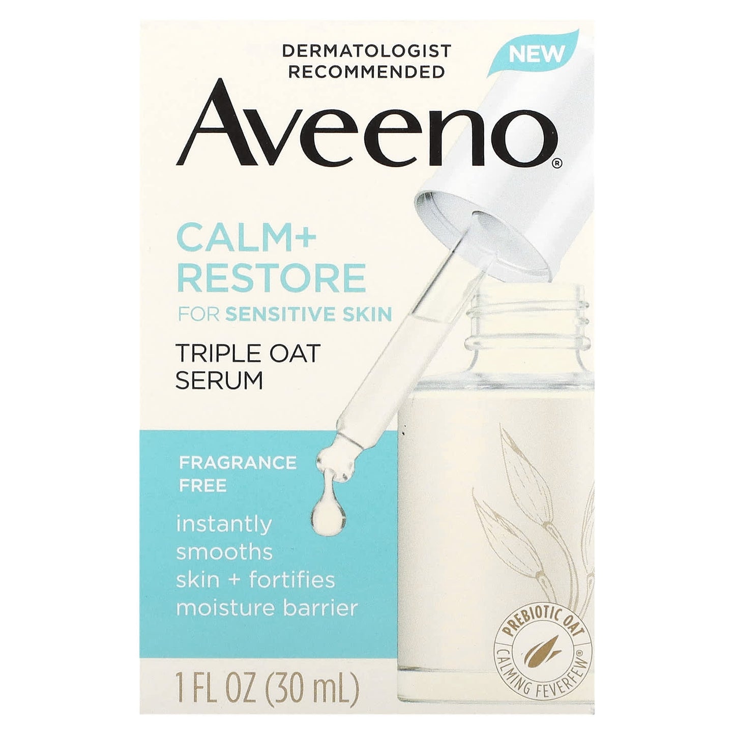 Aveeno, Calm + Restore, For Sensitive Skin, Triple Oat Serum, 1 fl oz (30 ml)