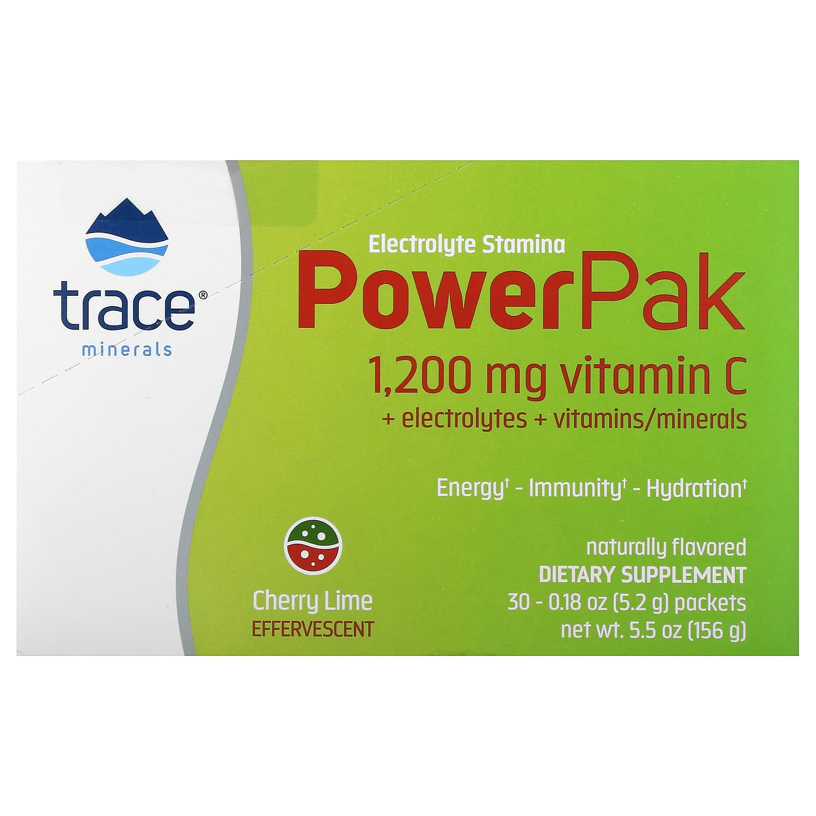 Trace Minerals ®-Electrolyte Stamina PowerPak-Cherry Lime-30 Packets-0.18 oz (5.2 g) Each