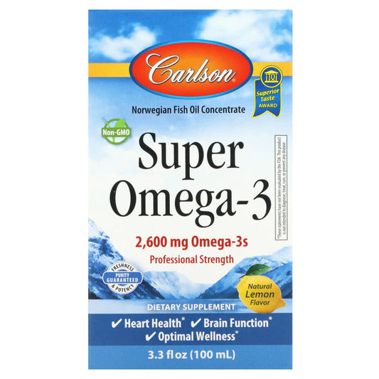 Carlson-Super Omega-3-Natural Lemon-2600 mg-3.3 fl oz (100 ml)