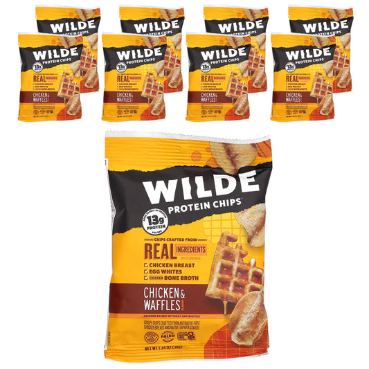 Wilde Brands-Protein Chips-Chicken & Waffles-8 Bags-1.34 oz (38 g) Each