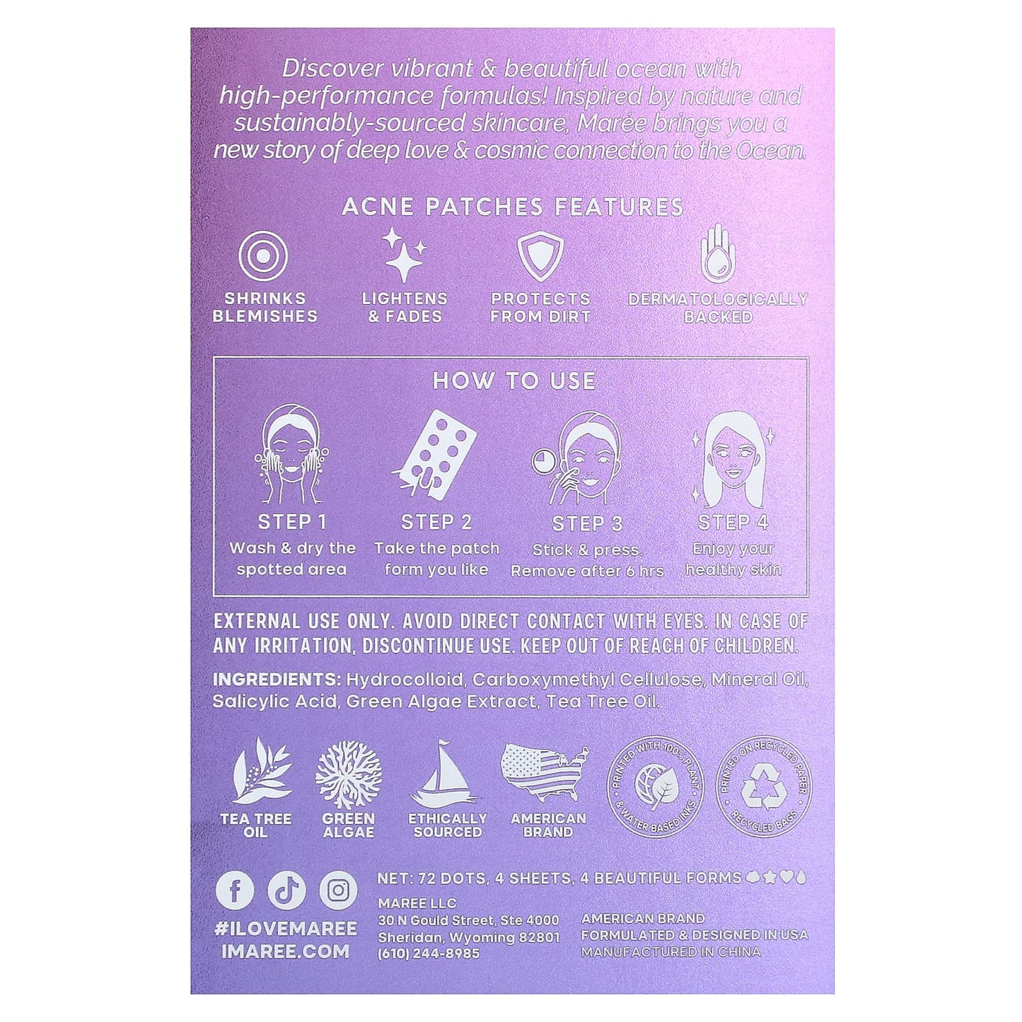 Maree, Marine Skincare Acne Patches, 72 Dots