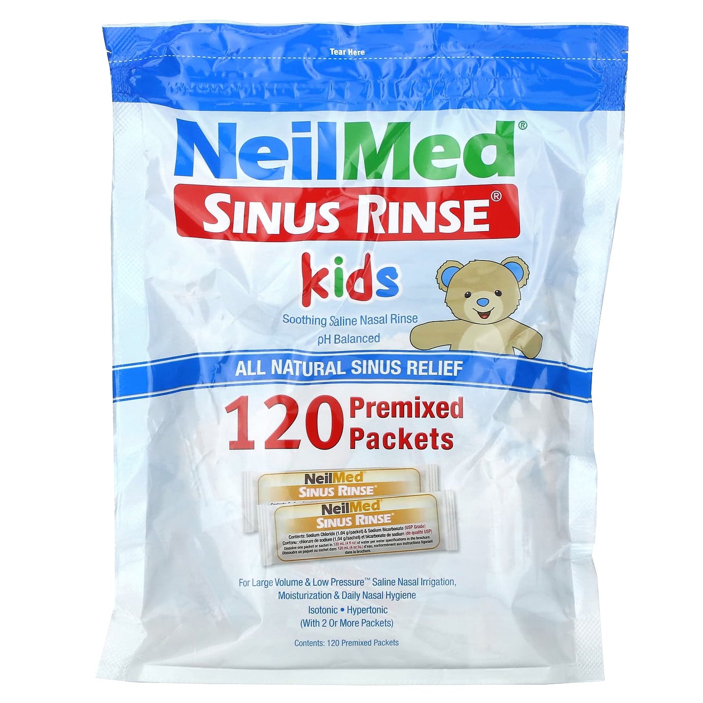 NeilMed, Kids, Sinus Rinse, Ages 2 +, 120 Premixed Sachets, 0.037 oz (1.04 g) Each