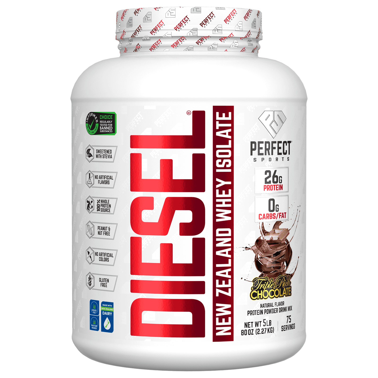 Perfect Sports-Diesel-New Zealand Whey Isolate-Triple Rich Chocolate-5 lbs (2.27 g)