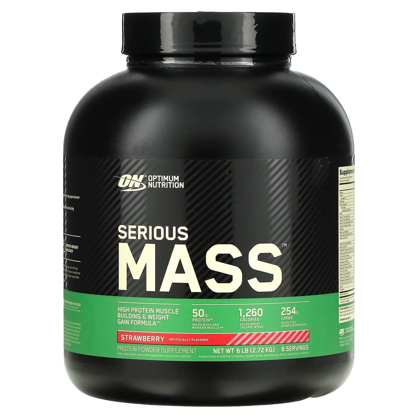 Optimum Nutrition-Serious Mass-High Protein Weight Gain Powder-Strawberry-6 lb (2.72 kg)