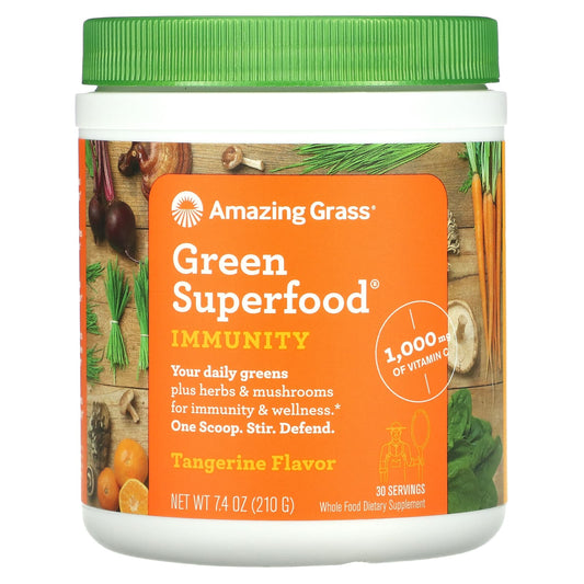 Amazing Grass-Green Superfood-Immunity-Tangerine-7.4 oz (210 g)