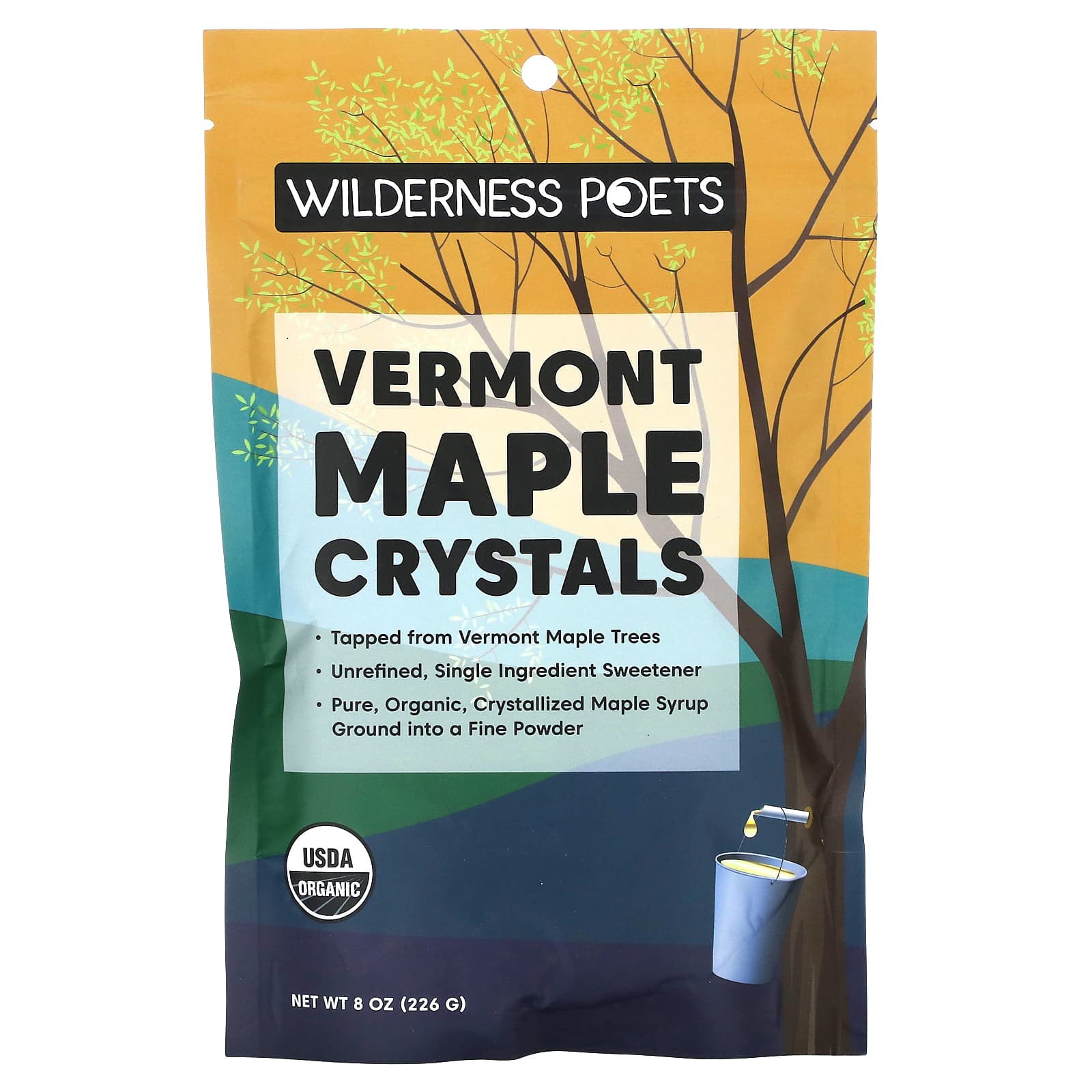 Wilderness Poets-Organic Vermont Maple Crystals-8 oz (226 g)