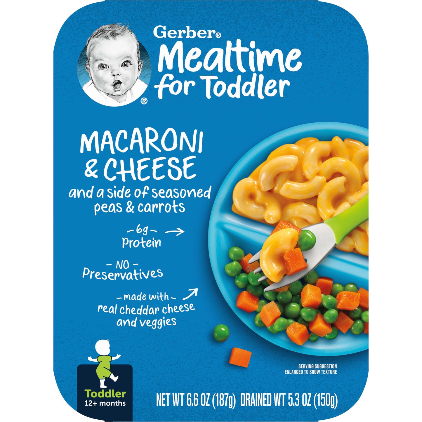 Gerber-Mealtime for Toddler-12+ Months-Macaroni & Cheese and a Side of Seasoned Peas & Carrots-6.6 oz (187 g)