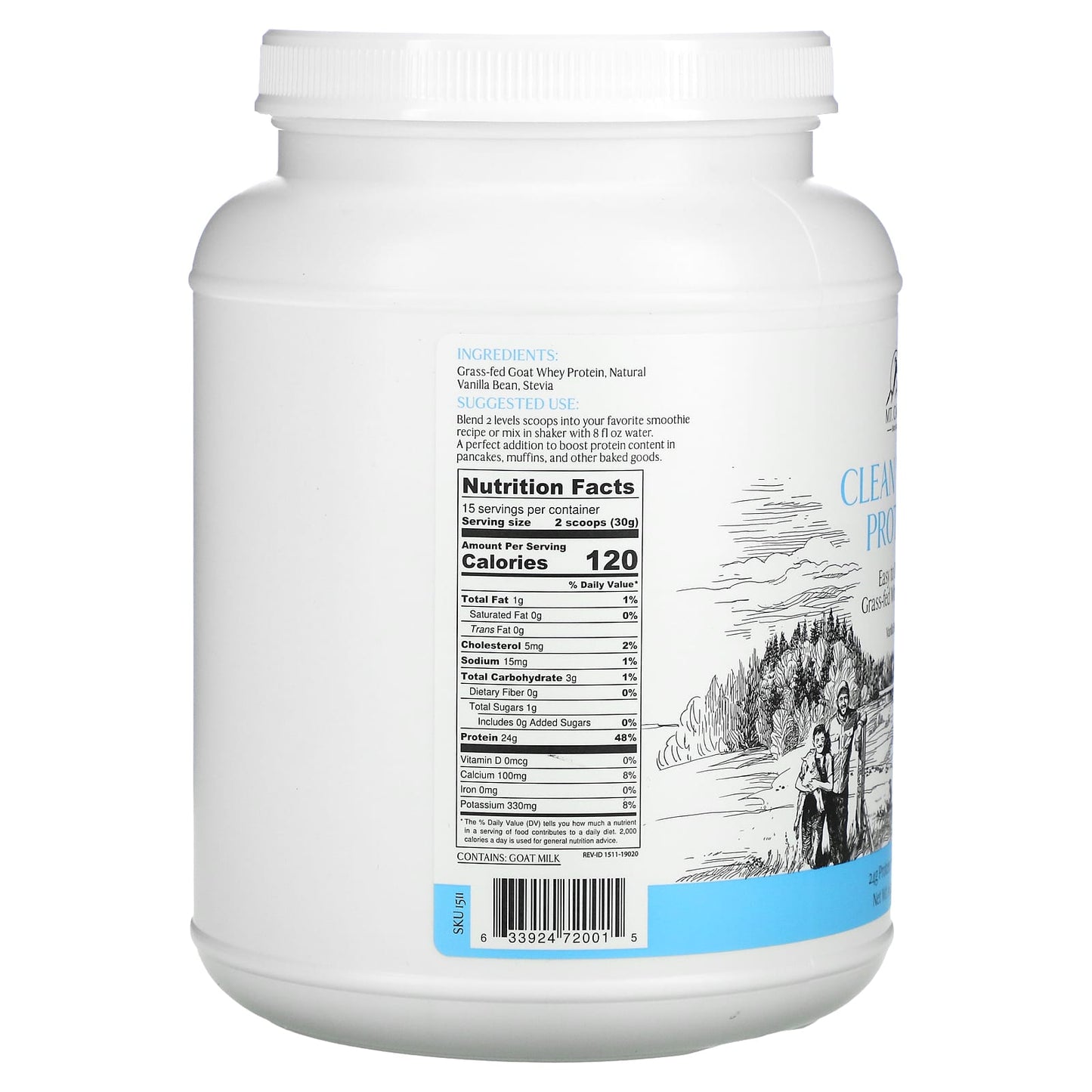 Mt. Capra, Clean Whey Protein, Vanilla Bean, 16 oz (453 g)