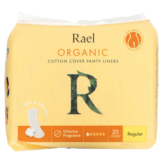 Rael-Organic Cotton Cover Panty Liners-Regular-20 Count