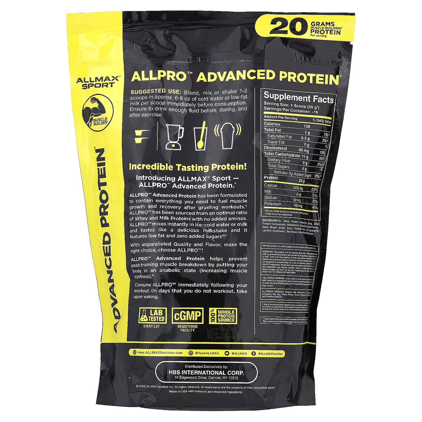 ALLMAX, Sport, ALLPRO Advanced Protein, Vanilla, 1.5 lbs (680 g)