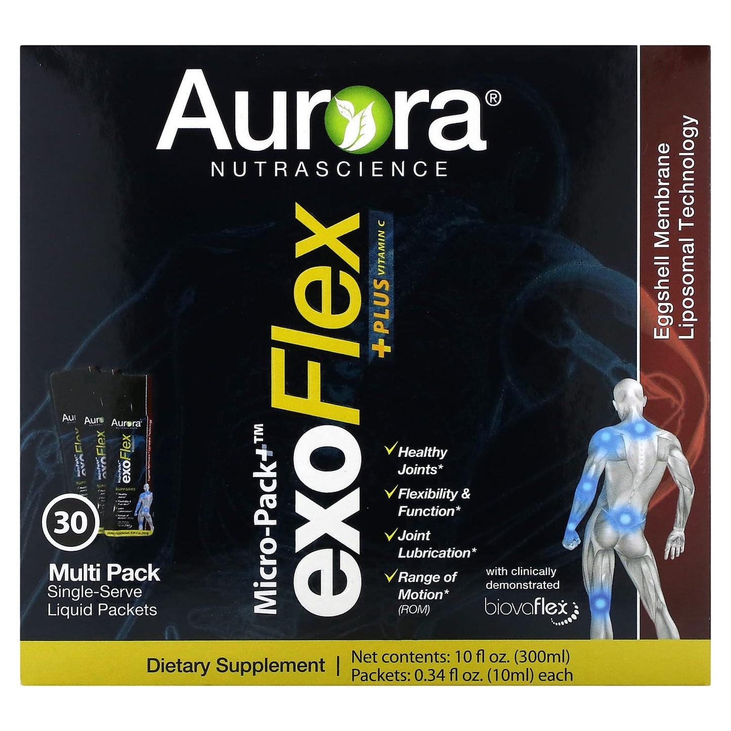 Aurora Nutrascience-Micro-Pack+ ExoFlex + Plus Vitamin C-30 Packets-0.34 fl oz (10 ml) Each