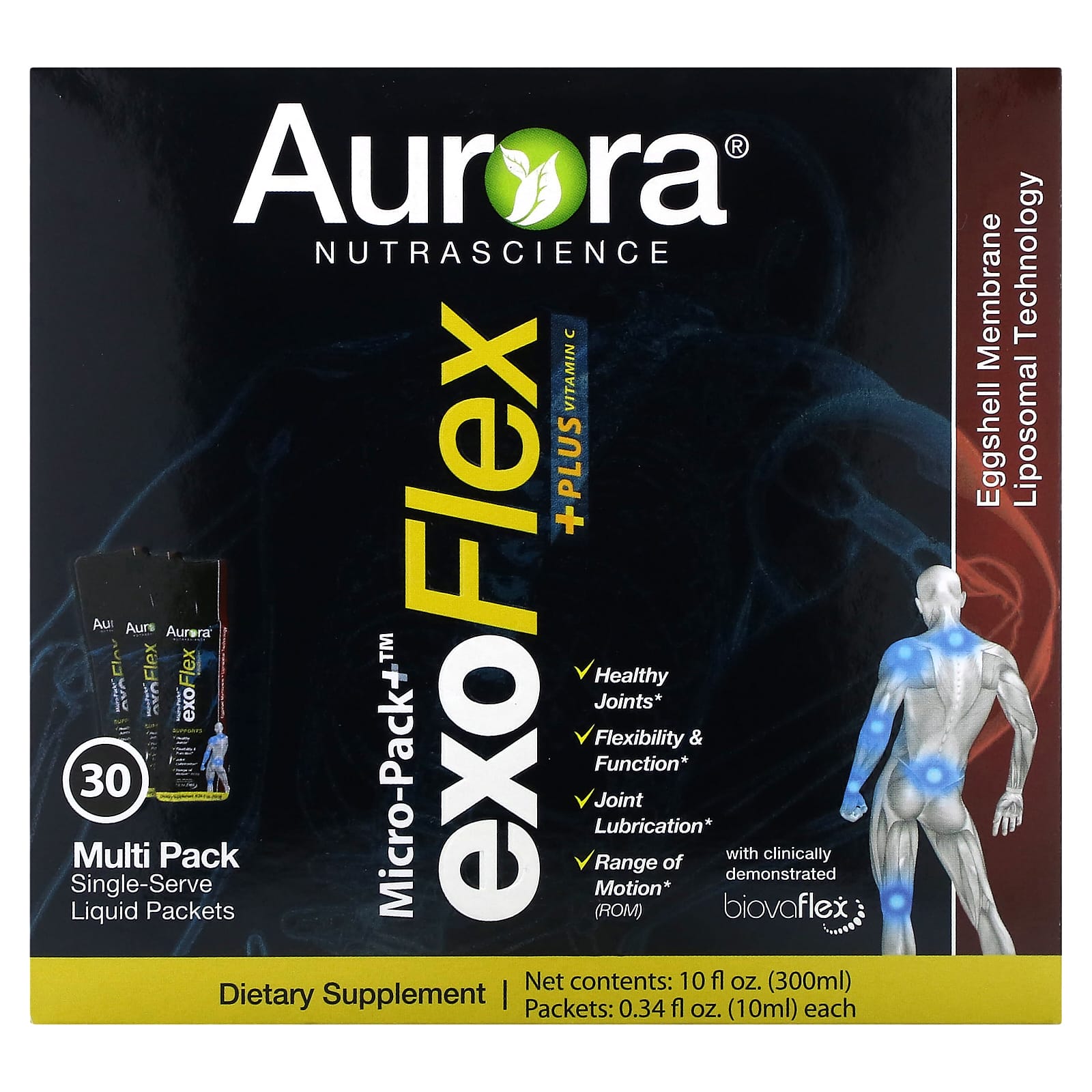 Aurora Nutrascience-Micro-Pack+ ExoFlex + Plus Vitamin C-30 Packets-0.34 fl oz (10 ml) Each