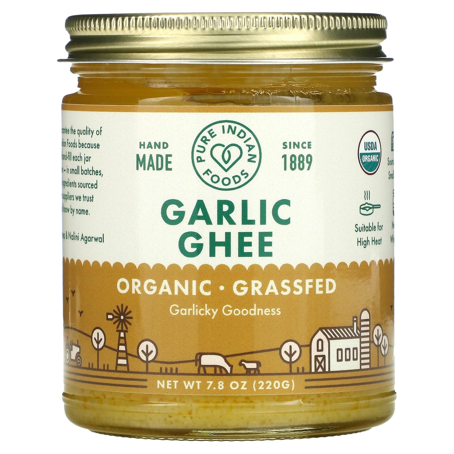 Pure Indian Foods-Organic Garlic Ghee-7.8 oz (220 g)