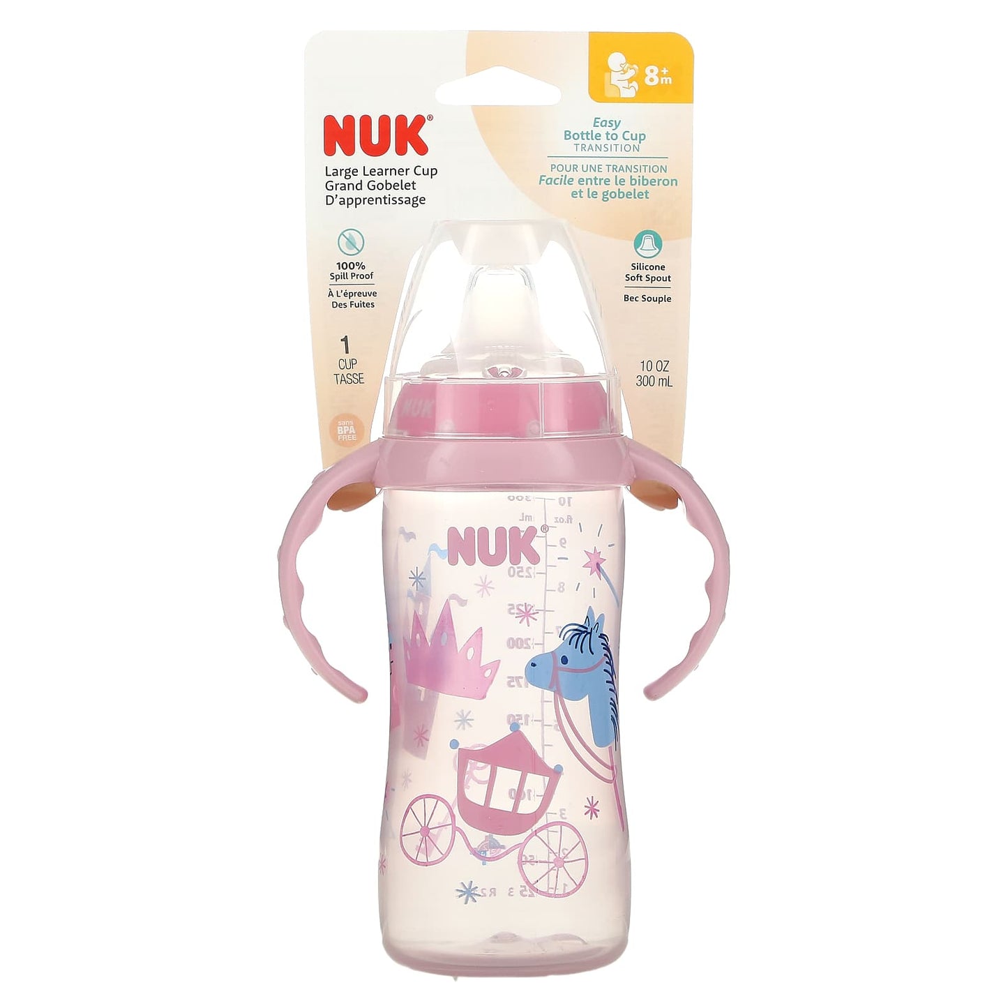 NUK-Large Learner Cup-8+ Months-Princess/Pink-10 oz (300 ml)