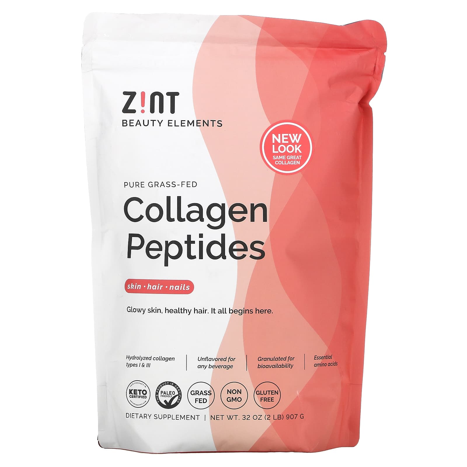 Zint-Pure Grass-Fed Collagen Peptides-Unflavored-32 oz (907 g)