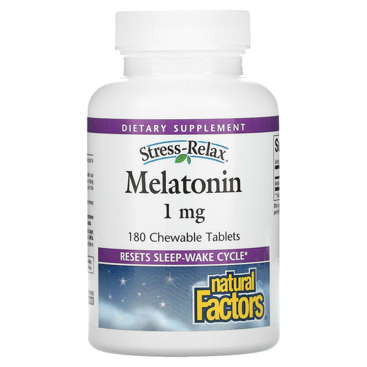 Natural Factors-Stress-Relax-Melatonin-1 mg-180 Chewable Tablets